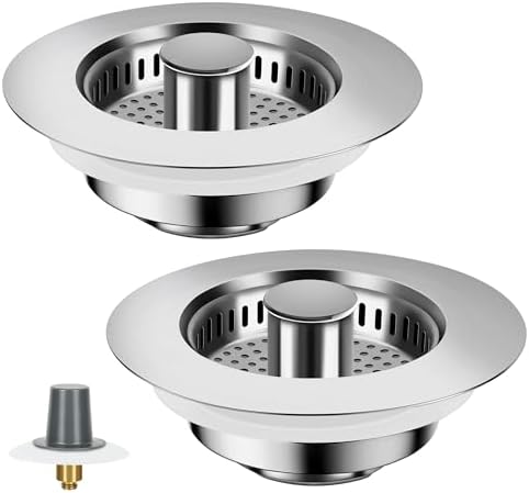 3 in 1 Kitchen Sink Drain Strainer, Universal Stainless Steel Sink Stopper by Caelecsisi