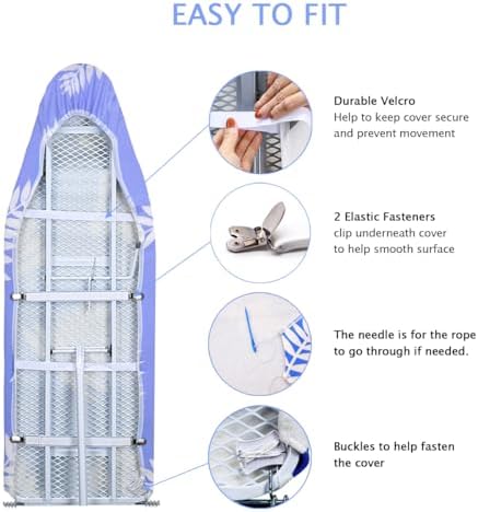 SheeChung 14x42 Inch Over-The-Door Ironing Board Cover+Clips - Image 6