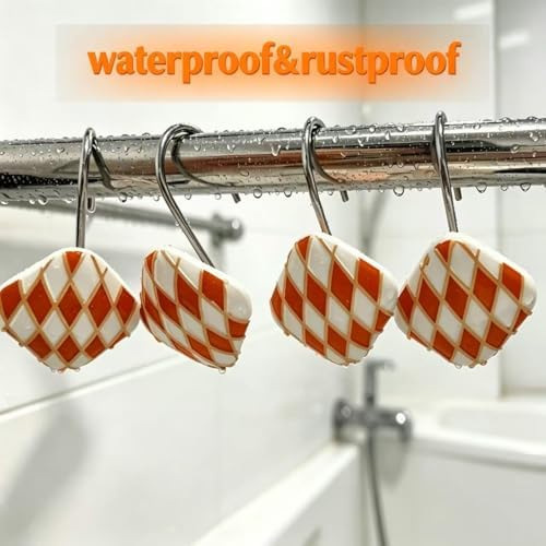 Decorative Geometric Shower Curtain Hooks, Rustproof Metal Shower Hooks - Image 4