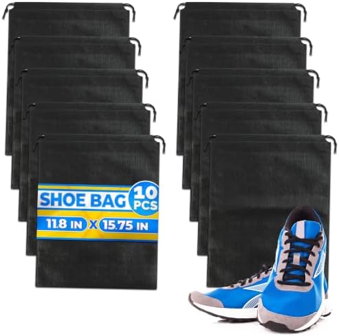 Shoe Bags for Travel, 10 Pack, 11.8"x15.75", Drawstring by TheLittleGreenChange