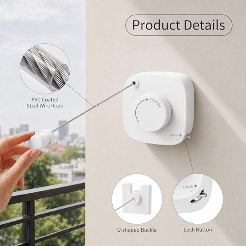 Retractable Clothesline Indoor/Outdoor, Portable Non-Sagging Wall Mounted - Image 3