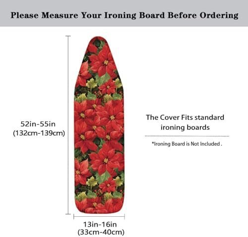 Poinsettia Print Iron Cover for Ironing Board Scorch Resistant Dirt-Proof - Image 5