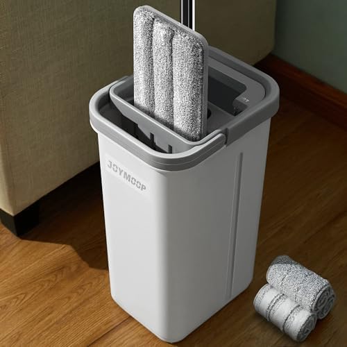 JOYMOOP Wall Mop and Bucket Set, Hands-Free Flat Floor Mop by JOYMOOP