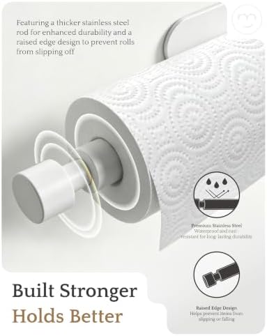 Paper Towel Holder Under Cabinet Adhesive or Drilling White - Image 2