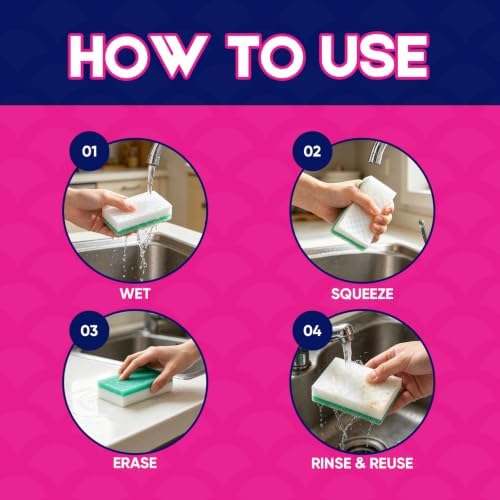 LAUNDRYLUX Magic Sponge Erasers, 8 Pack Dual-Sided Shower & Tub Cleaner - Image 5