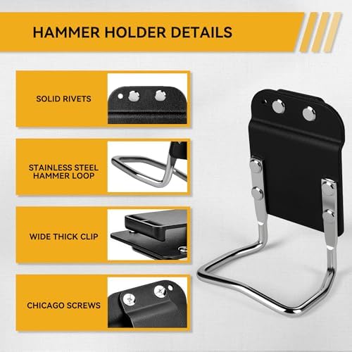 Heavy-Duty Tape Measure and Hammer Holder, Low-Profile Drill Belt Clip & Hammer - Image 4