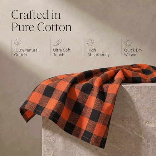 Urban Villa Kitchen Towels Cotton Dish Towels 20”x30” Orange Blk - Image 4