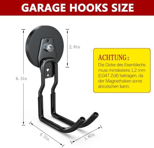 3-H Heavy Duty Magnetic Hooks, No-Drill Garage Power Tool Holder, 4 Pack - Image 5