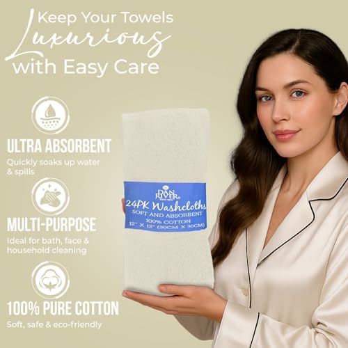 DAN RIVER 24 Pack Cotton Wash Cloths Set - Image 4