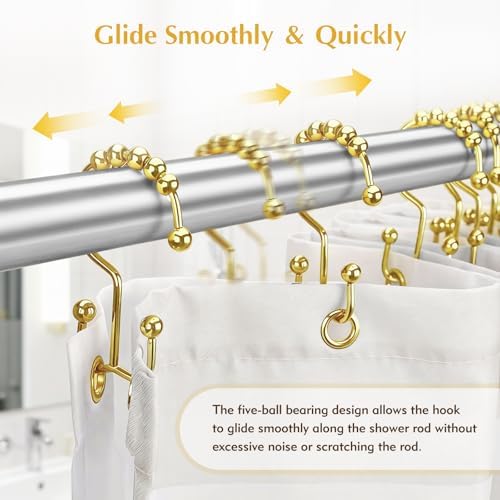 12 Pcs Gold Shower Curtain Hooks, 304 Stainless Steel Shower Curtain Hooks - Image 4