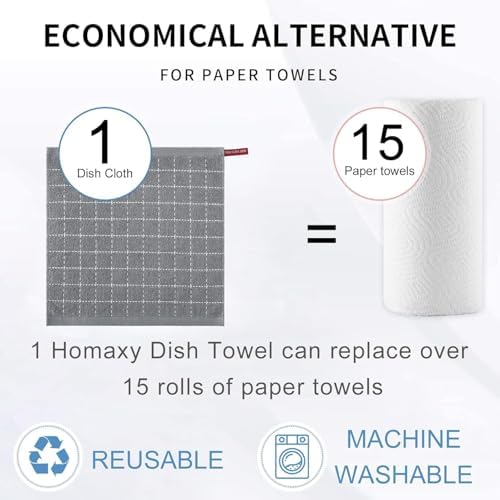 Homaxy 100% Cotton Terry Kitchen Dish Cloths, 7 Pack - Image 7