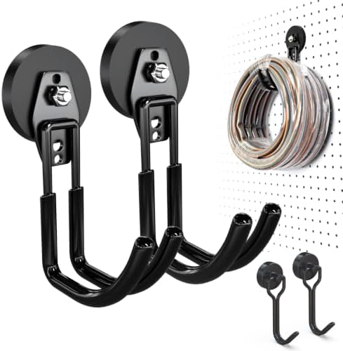 3-H Heavy Duty Magnetic Hooks, Large Magnet Hooks, 2 Pack Black by 3-H
