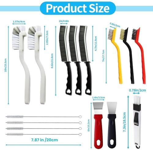 15Pcs Crevice Cleaning Brush Set, Hard Bristle Scrub Brushes Tools - Image 3