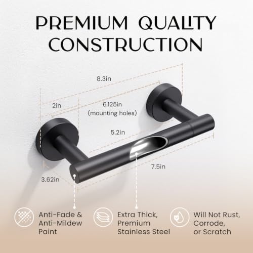 Day Moon™ Matte Black Toilet Paper Holder Wall Mount - Image 2