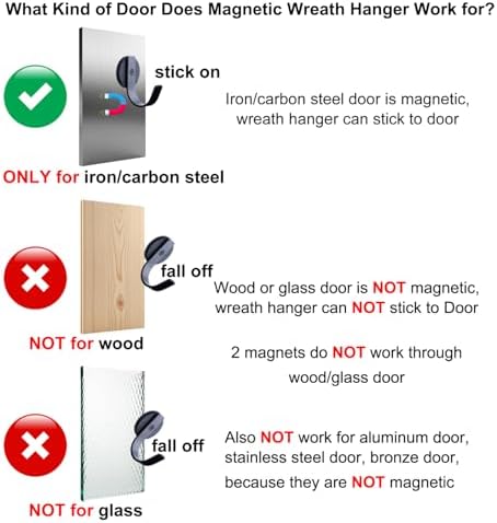 Magnetic Wreath Hanger for Metal Door Wreath Hook Holder - Image 3