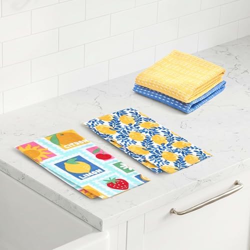 Ritz 4-Piece Kitchen Towel Set, Citron Vine & Summer Fruit Stamp Prints - Image 5