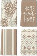 Artoid Mode Brown Stripes Home Sweet Home Boho Spring Kitchen Towels Dish Towels by ArtoidMode