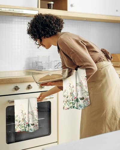 Miss Adola 150GSM Flour Sack Kitchen Towels Set of 2, Ink Flowers - Image 6