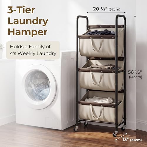 GRANNY SAYS 3 Tiered Laundry Sorter, Narrow Hamper Cart - Image 2