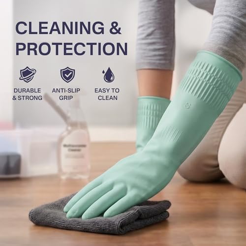 Rubber Dishwashing Gloves, Reusable Cleaning Gloves - Image 2