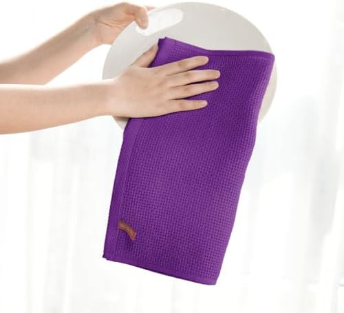 Artoid Mode 100% Cotton Purple Waffle Weave Kitchen Dish Cloths, 13x28 Inch - Image 4