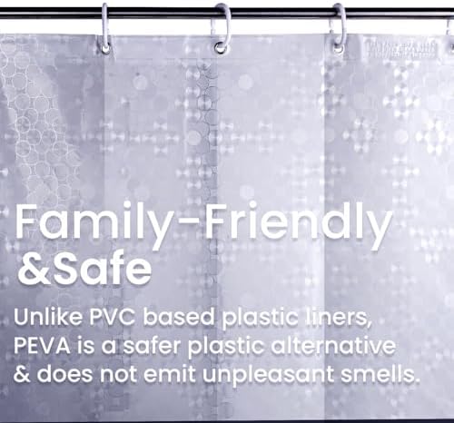 LiBa Shower Curtain Liner PEVA Waterproof, 72x72 Clear Bubbles 12 Rings - Image 3