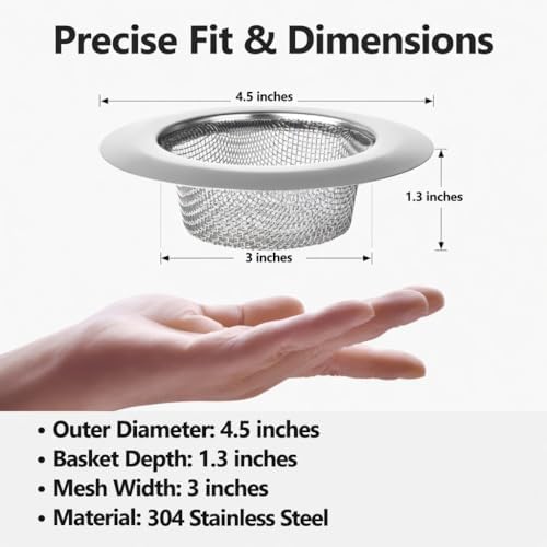 2 Pack 4.5 Inch Stainless Steel Sink Strainer Basket - Image 3