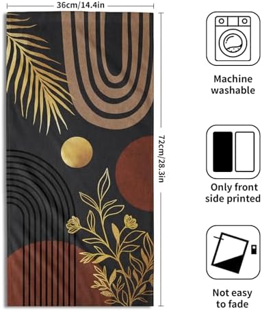 Black Boho Modern Kitchen Towels Set of 2 Abstract Mid Century Soft Absorbent - Image 2