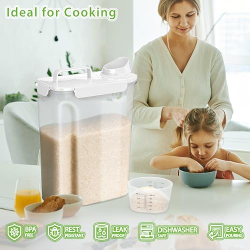 Viretec Rice Storage Container, 15 to 20lb Dry Food Airtight Dispenser - Image 2