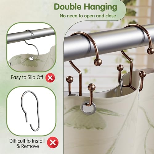 OEH 24 Pcs Shower Curtain Hooks, Metal Shower Curtain Rings, Bronze Shower - Image 5
