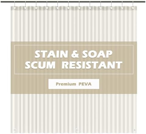 EHZNZIE Cream Shower Curtain Liner 72x72, PEVA Waterproof Bath Curtain by EHZNZIE