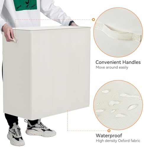 WOWLIVE 180L Laundry Hamper 3 Section, Large Laundry Basket - Image 7