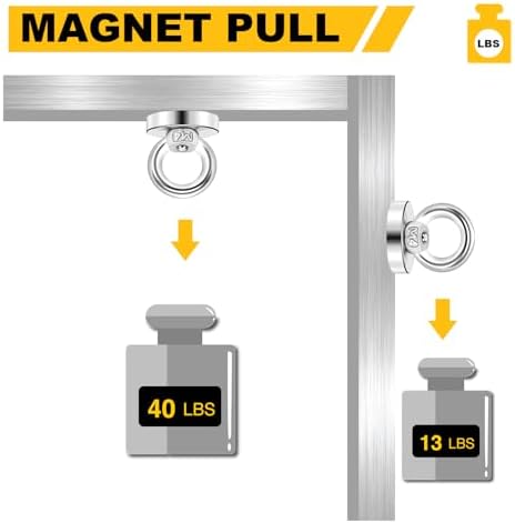 DIYMAG Magnetic Hooks with Countersunk Hole Eyebolt 40LBS 10 Pack - Image 4
