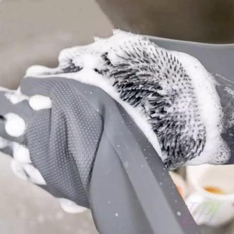 Silicone Dishwashing Gloves, Pet Grooming Rubber Scrubbing - Image 4