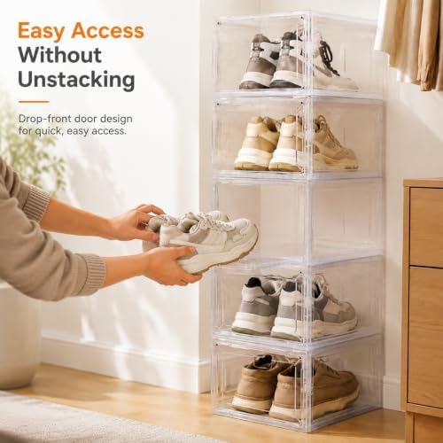 Clear Shoe Storage Boxes, 2026 2nd Gen Thickened Hard Plastic Stackable - Image 6