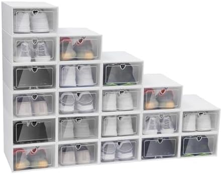 Clear Plastic Shoe Storage Boxes 20 Pack Stackable Shoe Cabinet Organizer by Gbonklong