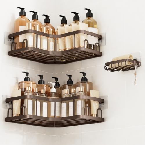 Veken Corner Shower Caddy 3-Pack, Advanced Rustproof Design&Stable Storage by Veken