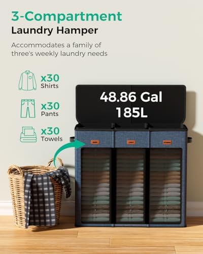 185L Laundry Hamper 3 Section - Image 5