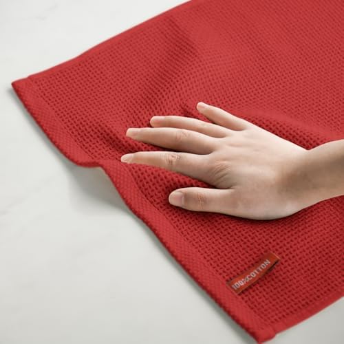 Artoid Mode 100% Cotton Dark Red Waffle Weave Kitchen Dish Cloths, 12x12 Inch - Image 5