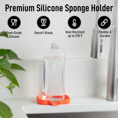 Zulay Kitchen Small Silicone Sponge Holder – Space-Saving Sink Organizer Tray - Image 5