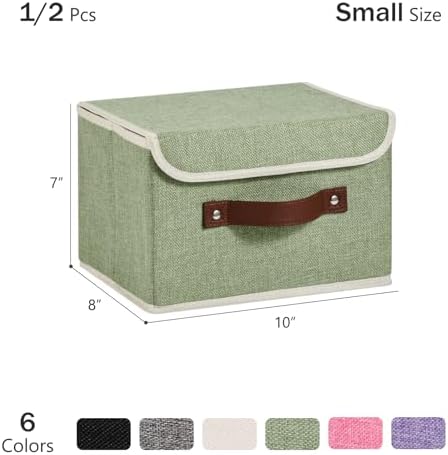 Storage Bins Box with Lids Decorative Cotton Linen Fabric Baskets - Image 3