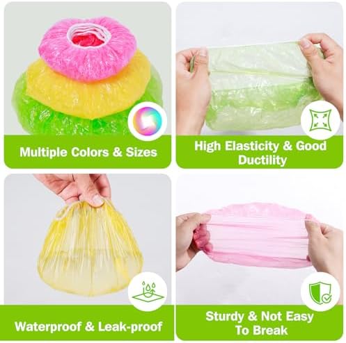 Mwellewm 60Pcs Elastic Bowl Covers Saran Wrap Plastic Reusable Food Covers - Image 6