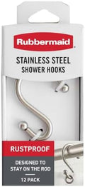Rubbermaid Shower Hooks, Rustproof Stainless Steel S-Shaped Shower Rings by Unknown