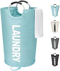 Maxsilan 90L Large Laundry Basket Bag, Collapsible Tall Hamper, Light Blue by Maxsilan