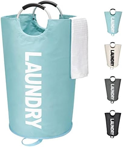 Maxsilan 90L Large Laundry Basket Bag, Collapsible Tall Hamper, Light Blue by Maxsilan