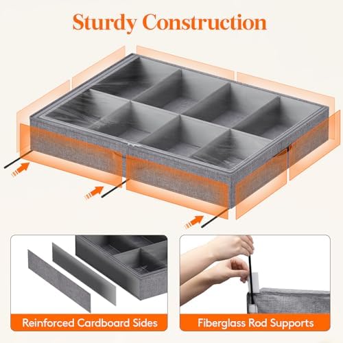 Lifewit Under Bed Shoe Storage Organizer Fits 8 Pair Sneakers, 4.3 Inches Tall - Image 2