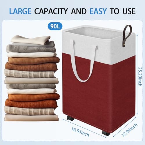 HomeHacks 90L Rolling Laundry Basket - Image 2