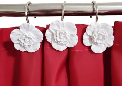 Twofishes White Flower Shower Curtain Hooks Set of 12 Home Fashion Decorative - Image 2