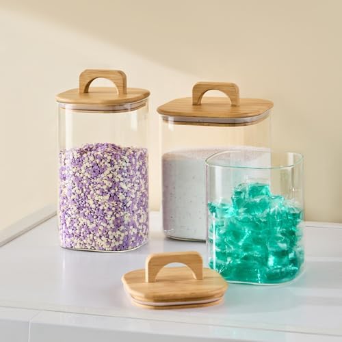 Sweejar 3 qt Glass Jars for Laundry Room Organization, 96 oz Laundry Pods - Image 5
