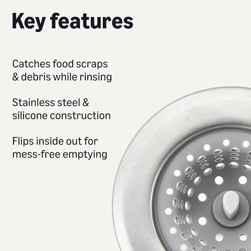 Amazon Basics 2pcs Kitchen Sink Strainer, Stainless Steel Sink Drain Strainer - Image 2
